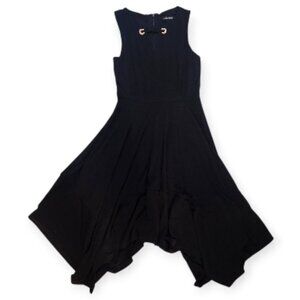 Ivanka Trump Dress Black Size Medium Casual High Low Midi Fit & Flare Sleeveless